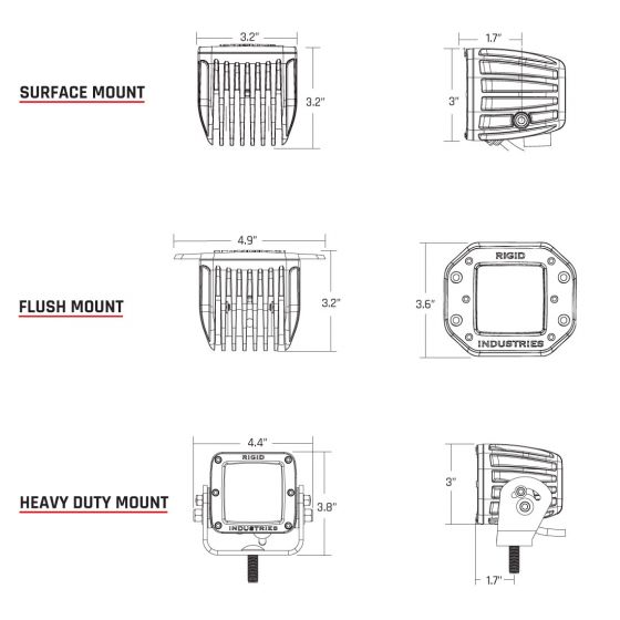 Rigid Industries Dually - Flush Mount - Flood - Set of 2
