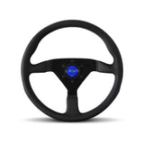 Momo Monte Carlo Steering Wheel 350 mm - Black Leather/Blue Stitch/Black Spokes