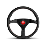 Momo Monte Carlo Steering Wheel 350 mm - Black Leather/Red Stitch/Black Spokes