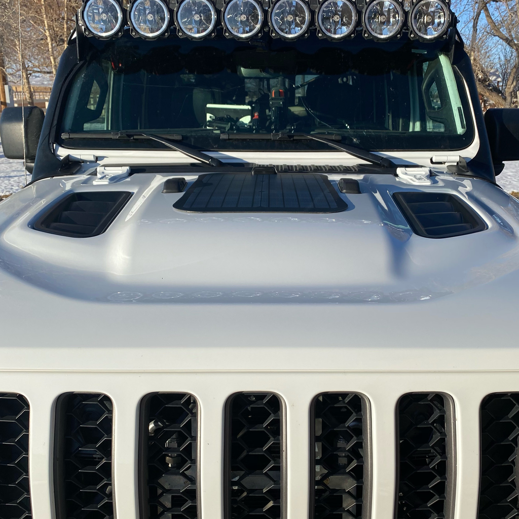 Jeep Wrangler JK VSS System™ - 100 Watt Hood Solar Panel System – PowerTrays